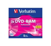 Logo Verbatim pack de 5 dvd-ram 4.7gb 3x (43491) 951166
