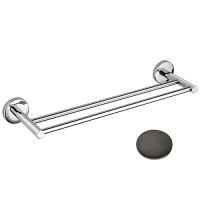 Logo Porte serviette grand hotel double 60 cm chrome noir brosse accessoires - gh21075