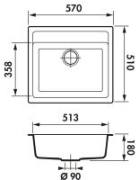 Logo Luisina - luisigranit - eviers spciaux - evier 1 bac coloris lava ev1000 111