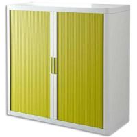 Logo Paperflow easyoffice armoire dmontable corps en ps teint blanc rideau vert - dim l110x h104x p41,5 203872