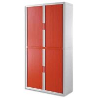Logo Paperflow easyoffice armoire dmontable corps en ps teint blanc rideau rouge - dim l110x h204x p41, 203899