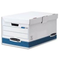 Logo Bankers box conteneur system ouverture sur le dessus, montage automatique, carton recycl blanc/bleu 213775