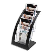 Logo Deflecto porte-brochures 3 compart. 1/3 a4 contemporary+porte cartes l17,1xh34,9xp15,6 cm transparen 214103