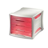 Logo Esselte bloc de classement europost 4 tiroirs - structure grise/tiroirs rouges - l28,5 x h24,5 x p38 145901