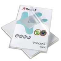 Logo Rexel paquet de 25 pochettes coins ecodesk en polypropylne, 100% recycl et recyclable 844132