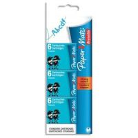Logo Papermate blister de 3 tuis de 6 cartouches courtes standards, encre turquoise 230154