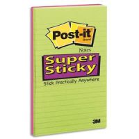 Logo Post-it lot 4 blocs assortis supersticky lign� 12,5x20cm 45 feuil. coloris n�on 2 citrons vert, 2 fuchsia 731802