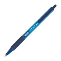 Logo Bic stylo  bille pointe moyenne rtractable encre bleue corps caoutchouc anti-fatigue soft feel clic 294768