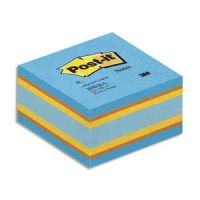 Logo Post-it cube relax intense 7,6 x 7,6 cm 450 feuilles (bleu ultra/orange) 142484