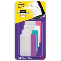 Logo Post-it blister de 4 x 6 marque-pages rigides, coloris assortis (rose, bleu, blanc, violet) 142410