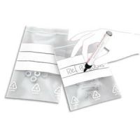 Logo Emballage bote de 1000 sacs fermeture rapide polythylne 50 m bandes blanches 15 x 18 cm transpar 302197