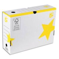 Logo 5 etoiles bote archives dos 10 cm. montage manuel. carton blanc, imprim jaune. 903458
