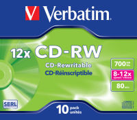Logo Verbatim bote de 10 cd-rw 80mn high speed 053467