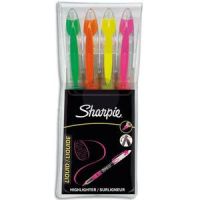 Logo Sharpie pochette 4 surligneurs liquid accent, pointe biseaute, assortis : rose, jaune, orange et ve 231506
