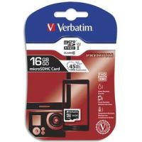 Logo Verbatim carte micro sdhc 16go premium class 10 44010 + redevance 318019