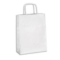 Logo Emballage paquet de 100 sacs kraft blanc 110g  poigne torsades - format : o30 x h42 x s13 cm 127580