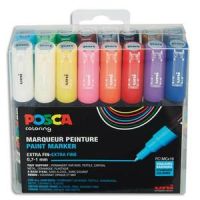Logo Uniposca pochette 16 marqueurs peinture  eau, encre pigmentation assortie, pointe fine pc1mc/16a as 706402