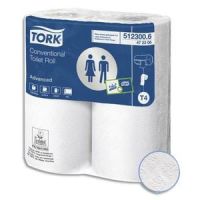 Logo Tork colis de 10 paquets de 4 rouleaux papier toilette advanced 2 plis 300 feuilles blancs 701263