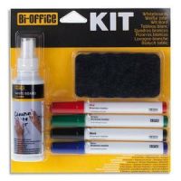 Logo Bi-office kit 4 marqueurs effaables  secs, brosse magntique et un spray nettoyant 125 ml 278520