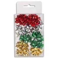 Logo Clairefontaine boite de 12 mini étoiles adhésives 7x10x4cm. rouge, argent, vert, or 372883