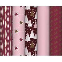 Logo Clairefontaine rouleau de papier cadeau 80g rose poudr grande dimension 10x0,7m. 5 design assortis 372671