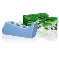 Logo Scotch dvidoir c38 bleu + 6 rouleaux de ruban magic invisible 19mm x 33m 293698