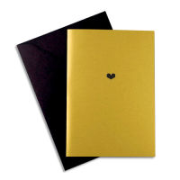 Logo Papette carte de voeux golden years heart, carte dore 230g quatres faces + env noire. 115 x 165mm 385709