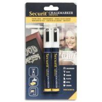 Logo Securit securit lot de 2 feutre-craie � encre liquide, trait 2-6 mm, coloris blanc 258320