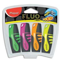 Logo Maped la pochette de 4 surligneurs fluo'peps pocket vert, rose, jaune, orange 145552