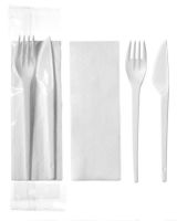 Logo Papstar set de couverts en plastique, 3 pi�ces, blanc 6412749