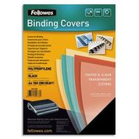 Logo Fellowes bote de 100 plats de couvertures futura a4 polypropylne noir 280microns 5476602 298992