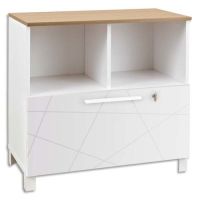 Logo Rangement bas blanc 2 cases, tiroir ds blanc graphic sunday - l80 x h79 x p42 cm - gautier  451215