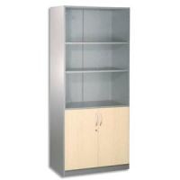 Logo Simmob bibliothque haute ouverte 2 portes basses h180 x l80 cm alu/rable gamme alu erable budget 099551