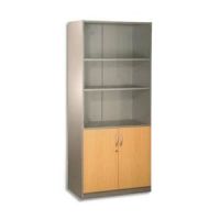 Logo Simmob bibliothque haute h180 x l80 cm, 2 portes basses alu/htre ouverte gamme alu hetre budget 099543
