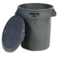 Logo Rubbermaid collecteur brut rond capacit� 75,7 litres en poly�thyl�ne - d49,5 cm, hauteur 58,1 cm gris 320497