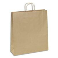 Logo Emballage paquet de 100 sacs kraft brun 110g  poigne torsades - format : o45 x h50 x s14 cm 127598