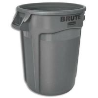 Logo Rubbermaid collecteur mobile rond gris capacit� 121,1 litres - diam�tre 56 cm, hauteur 69 cm 701338