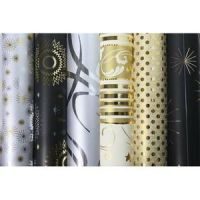 Logo Clairefontaine rouleau papier cadeaux 80g 2mx0,7mm décors assortis noir/argent/or 228709