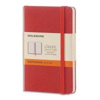 Logo Moleskine carnet192 pages lign format pocket 9x14.couverture rigide orange corail 203802