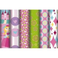 Logo Clairefontaine rouleau de papier cadeau 80g princesses 5x0,7m. 6 design assortis 372728