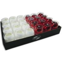 Logo Clairefontaine plateau de 24 bolduc oeufs brillants 10mx7mm. 2 coloris assortis blanc et rouge 372906