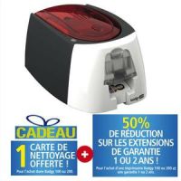 Logo Evolis imprim badgy 100,inclus:1 rub coul+50 cartes pvc paiss+log badge studio plus+1carte nettoyag 376004