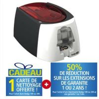 Logo Evolis imprim badgy 200,inclus:1 rub coul+100 cartes pvc paiss+log badg studio plus+1carte nettoyag 376012