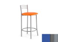 Logo Tabouret camlia 63 - assise en vinyltech bleu de france - pieds argent 2652_vt-bleu-de-france_argent