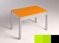 Logo Table mensa verre ext. melamin� 135x80 - plateau vert - pieds noir - ceinture en bois laque vert 2870_vert_noir_bl-vert