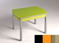 Logo Table hercule 115x75 - plateau noir - pieds inox - ceinture en bois laque orange cool 1992_noir_inox_bl-orange-cool