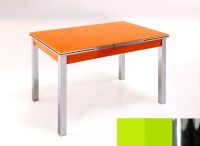Logo Table mensa ext 100x50 - plateau vert - pieds chrome - ceinture en bois laque vert 2032_vert_chrome_bl-vert