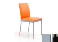 Logo Chaise violette - assise en vinyltech gris - pieds chrome 2302_vt-gris_chrome