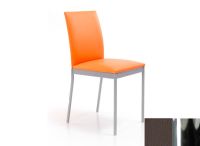 Logo Chaise violette - assise en vinyltech marron noir - pieds chrome 2302_vt-marron-noir_chrome