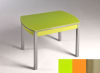 Logo Table hercule 115x75 - plateau vert - pieds inox - ceinture en bois laque orange cool 1992_vert_inox_bl-orange-cool